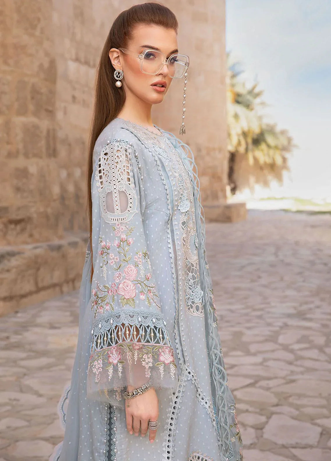 Powder Blue - 3 Piece Chikankari Suit | Ready To Wear