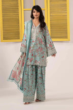 Aqua Floral Bloom - 3 Piece Printed Lawn Suit | Ready To Wear
