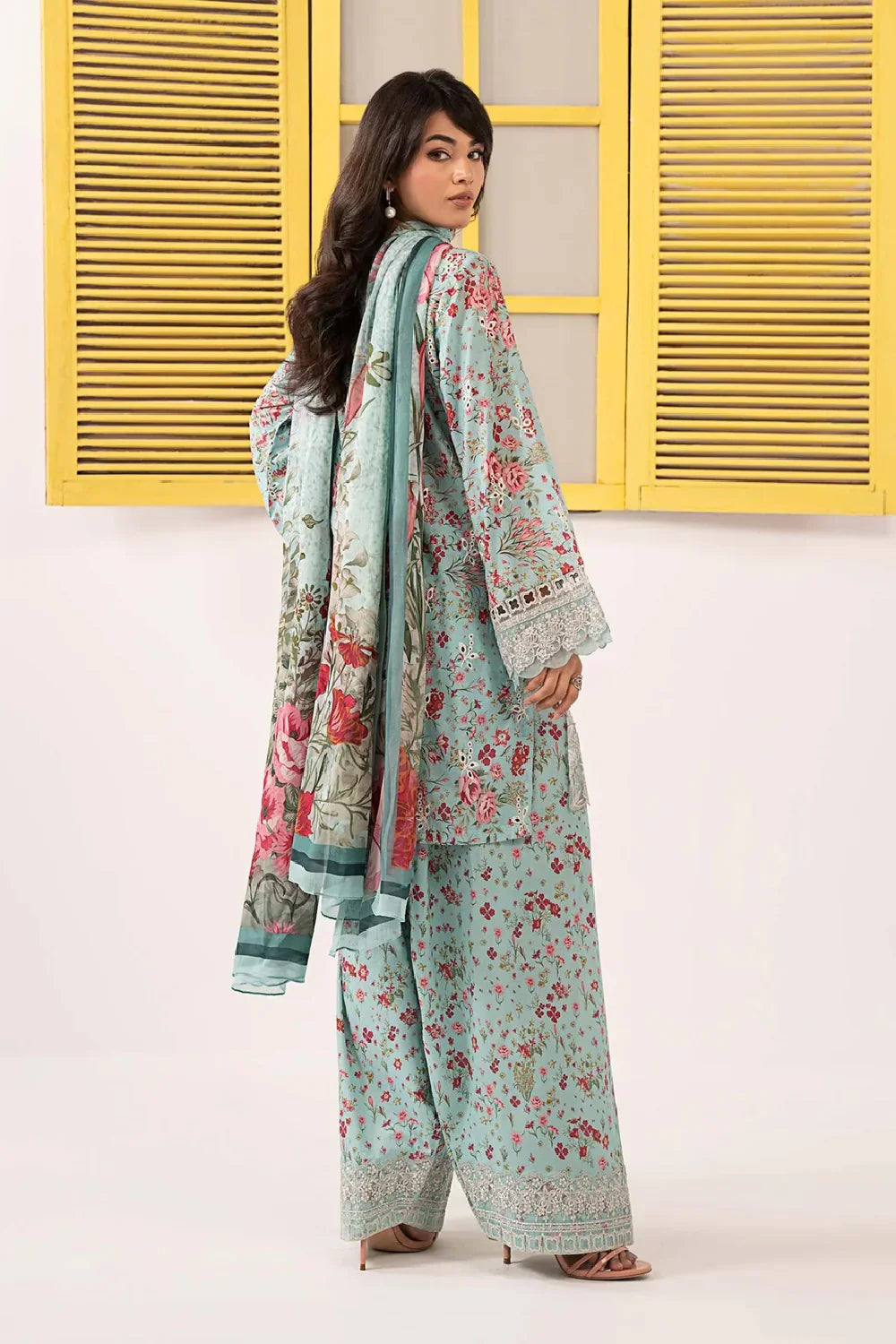Aqua Floral Bloom - 3 Piece Printed Lawn Suit | Ready To Wear