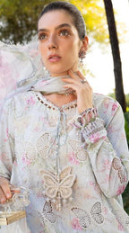 03-Piece Printed Lawn Chikankari Suit - Ready To Wear