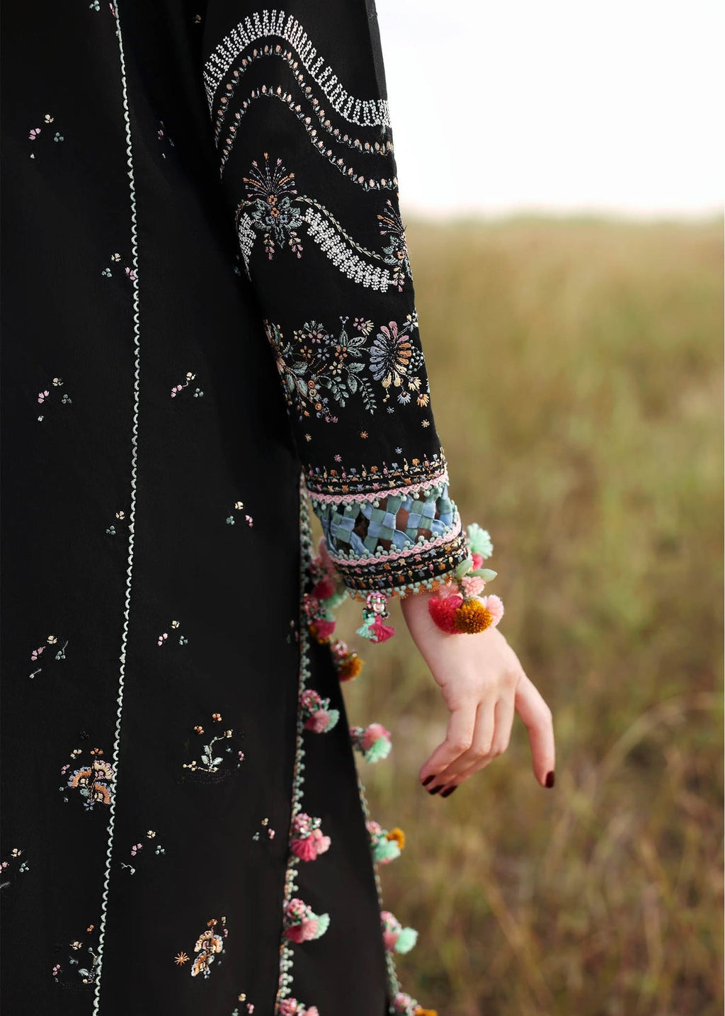 Black Chikankari Lawn Suit with Printed Dupatta | Ready-to-Wear