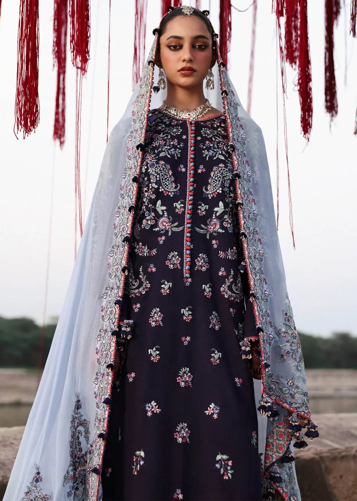 Midnight Plum - Embroidered Cotton Suit | Ready To Wear