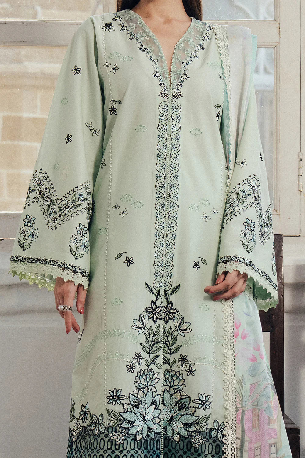 03-Piece Lawn Suit With Embroidery - Ready To Wear