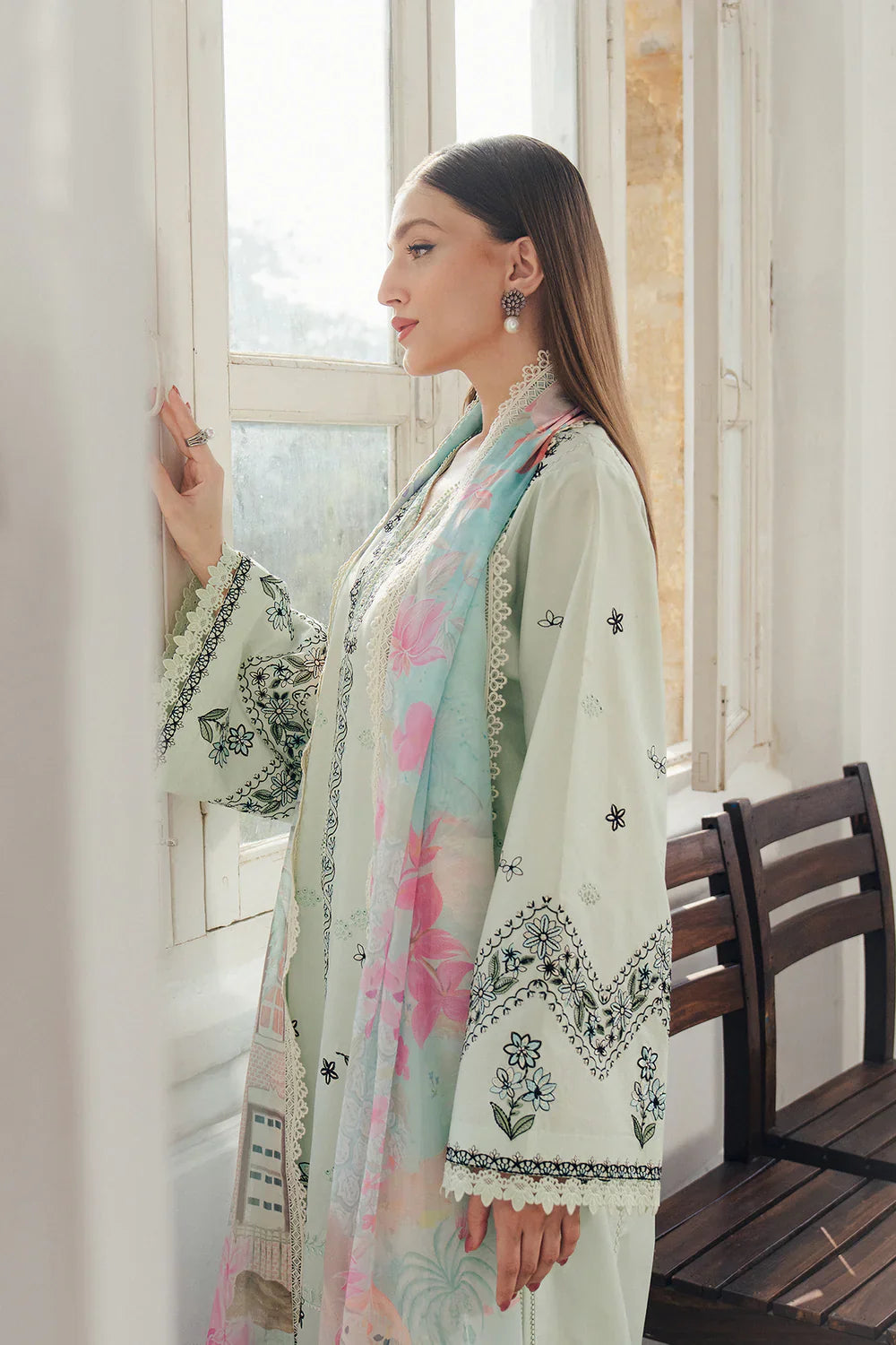 03-Piece Lawn Suit With Embroidery - Ready To Wear