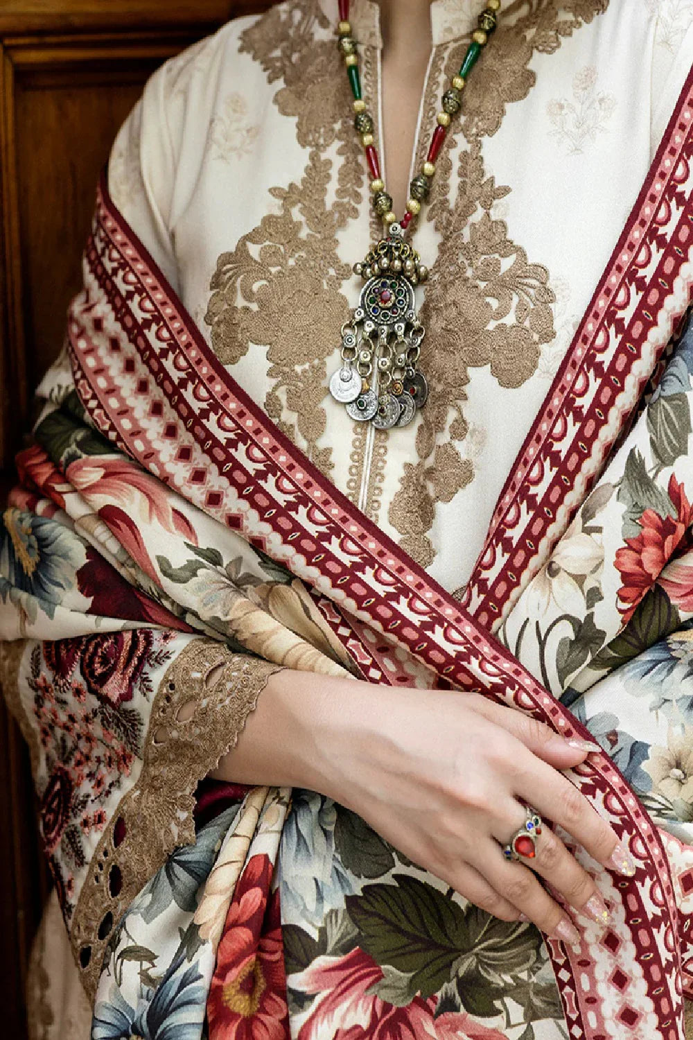 Antique Gold & Cream - 3 Piece Lawn Suit | Ready To Wear